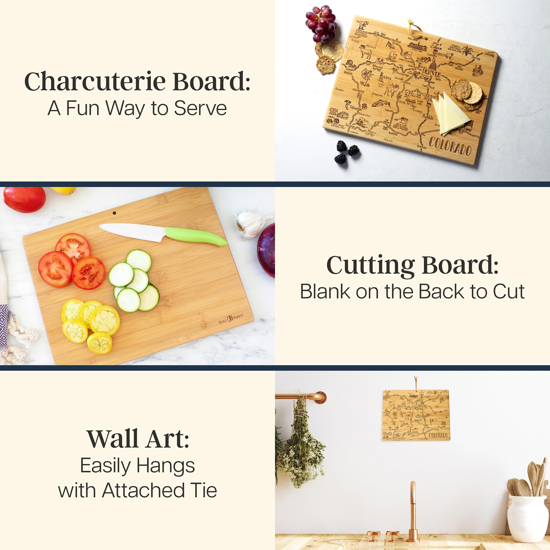 Totally Bamboo Colorado Destination charcuterie board doubles as wall décor