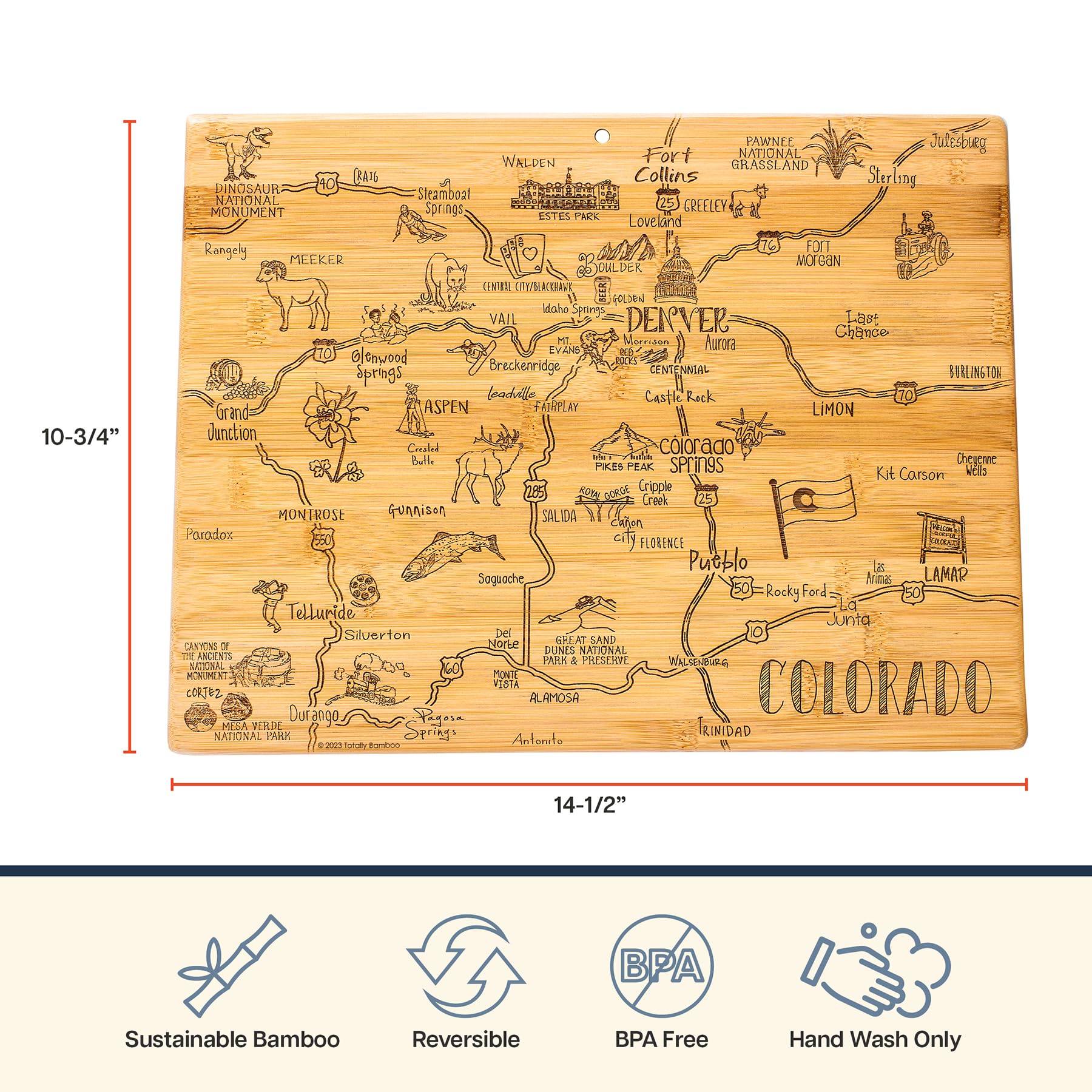 Totally Bamboo knife-friendly surface supports prep and slicing tasks