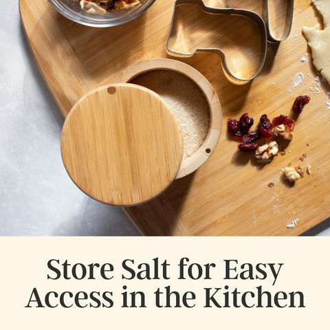 Totally Bamboo countertop storage keeps sea salt organized and within arm's reach.