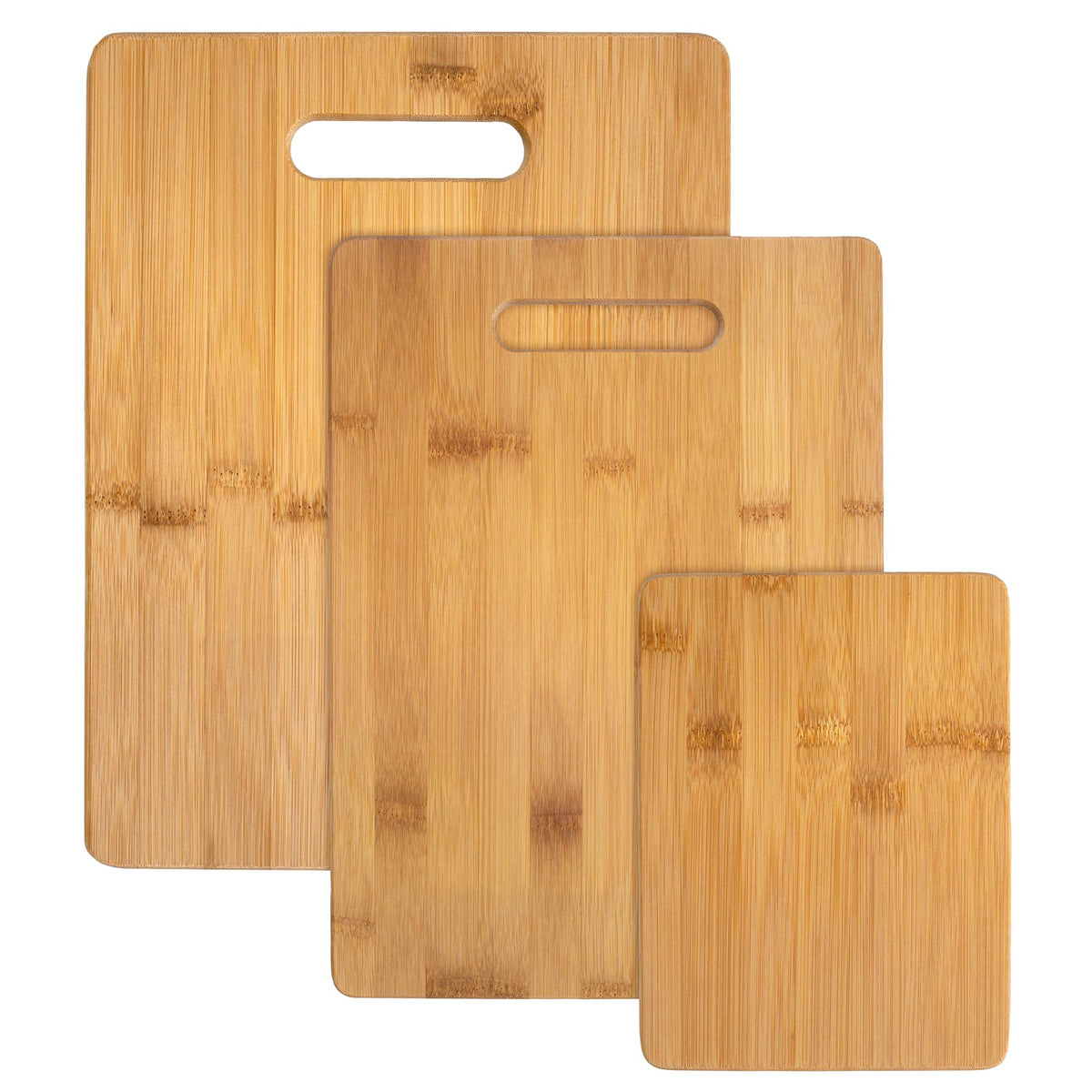 Totally Bamboo cutting board set large 13-inch with knife-friendly surface for prep