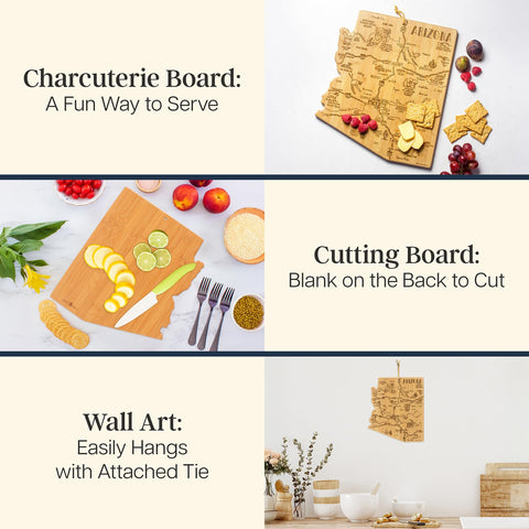 Totally Bamboo Arizona state-shaped charcuterie board ideal for entertaining guests