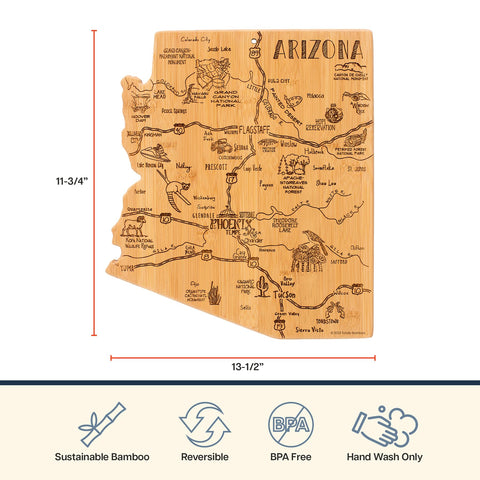 Totally Bamboo board with hang tie for easy wall display in Arizona style