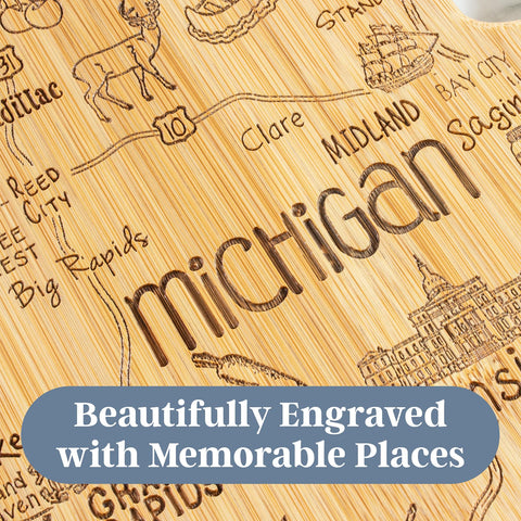 Totally Bamboo Destination Michigan charcuterie board ideal for serving cheeses and appetizers