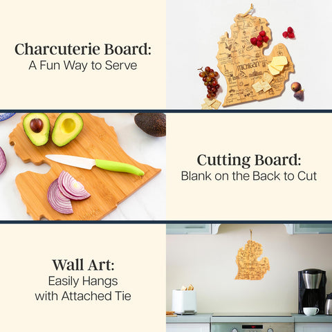 Totally Bamboo Destination Michigan map-art board for stylish entertaining and display