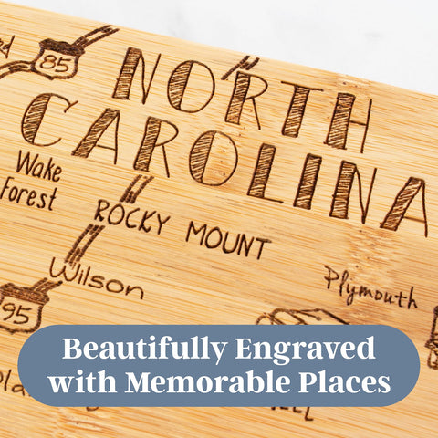 Totally Bamboo NC wall display board showcasing state pride in kitchen or living area.