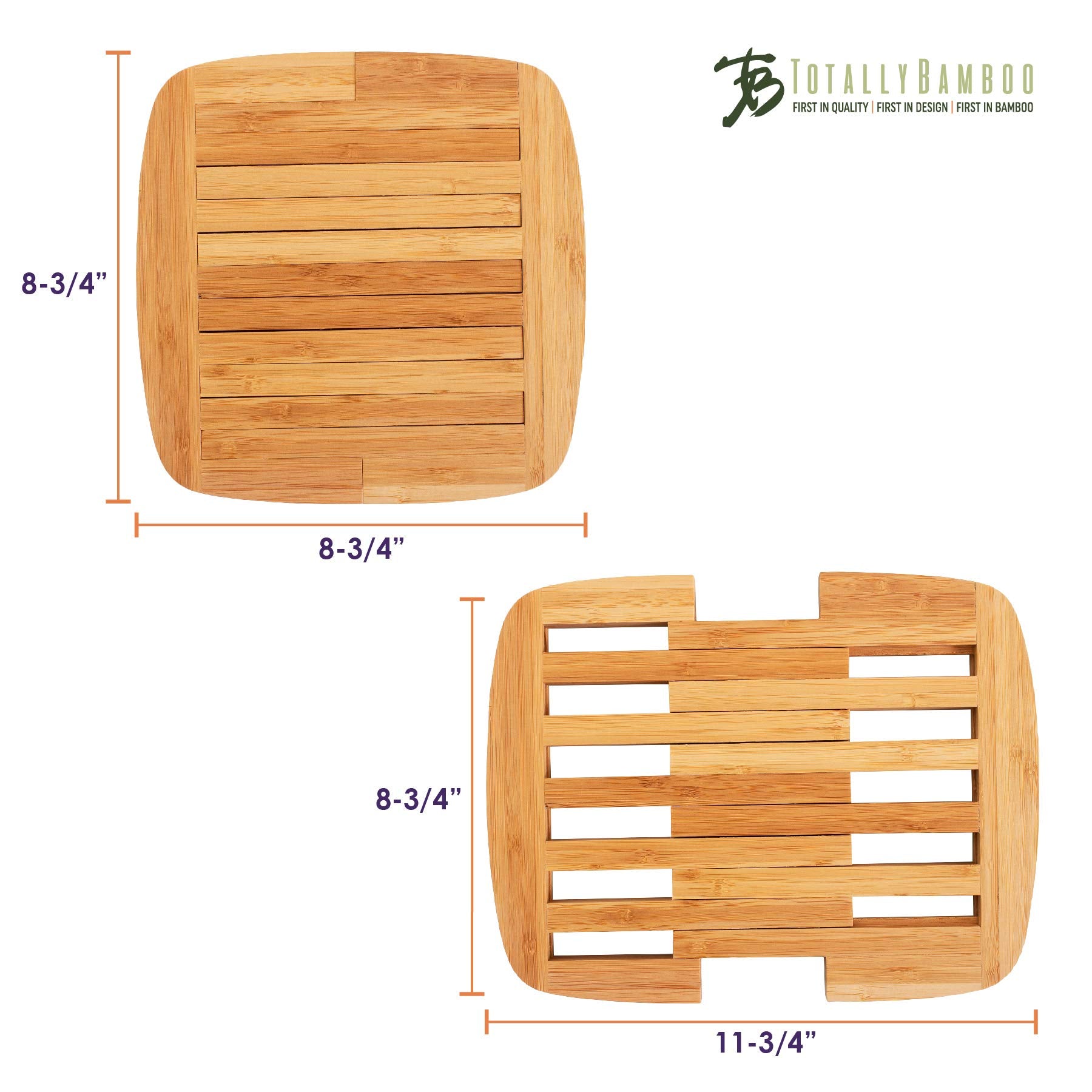 Totally Bamboo expandable trivet provides safe surface for hot meals