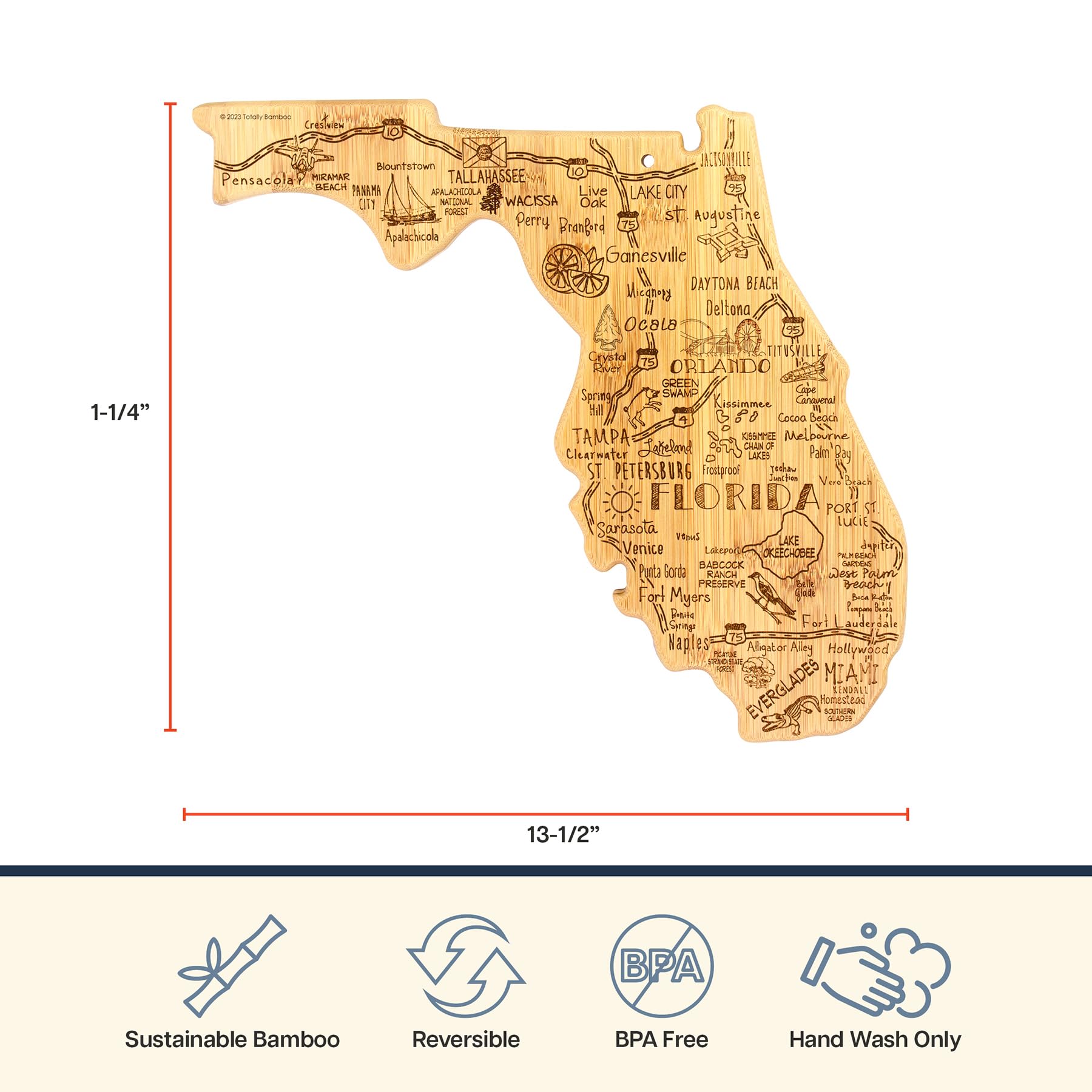 Totally Bamboo Florida wall-display board ready to hang as decorative kitchen art.