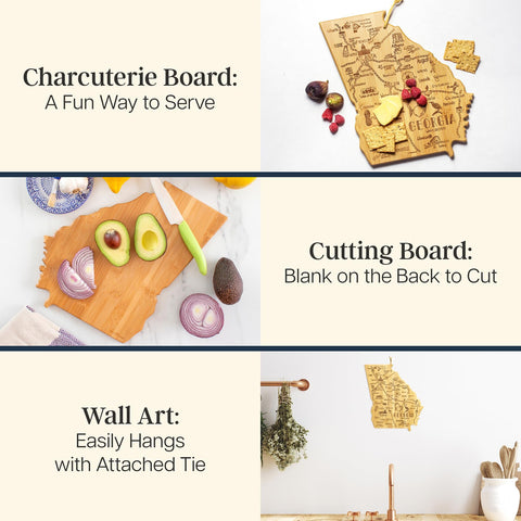 Totally Bamboo Georgia map art board highlighting cities for decorative kitchen prep