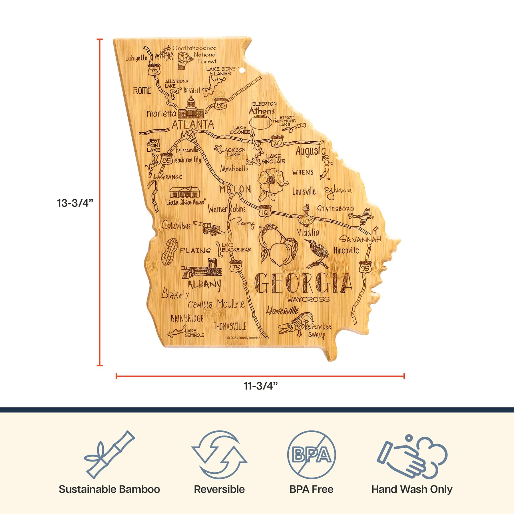 Totally Bamboo wall display Georgia board with laser-engraved map for home decor