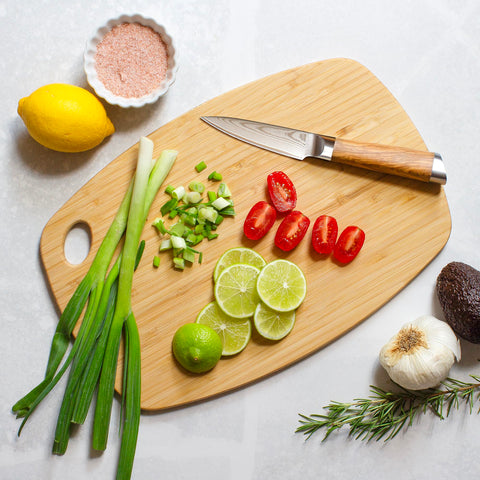 Totally Bamboo GreenLite board ideal for vegetable prep on a lightweight, knife-friendly surface.