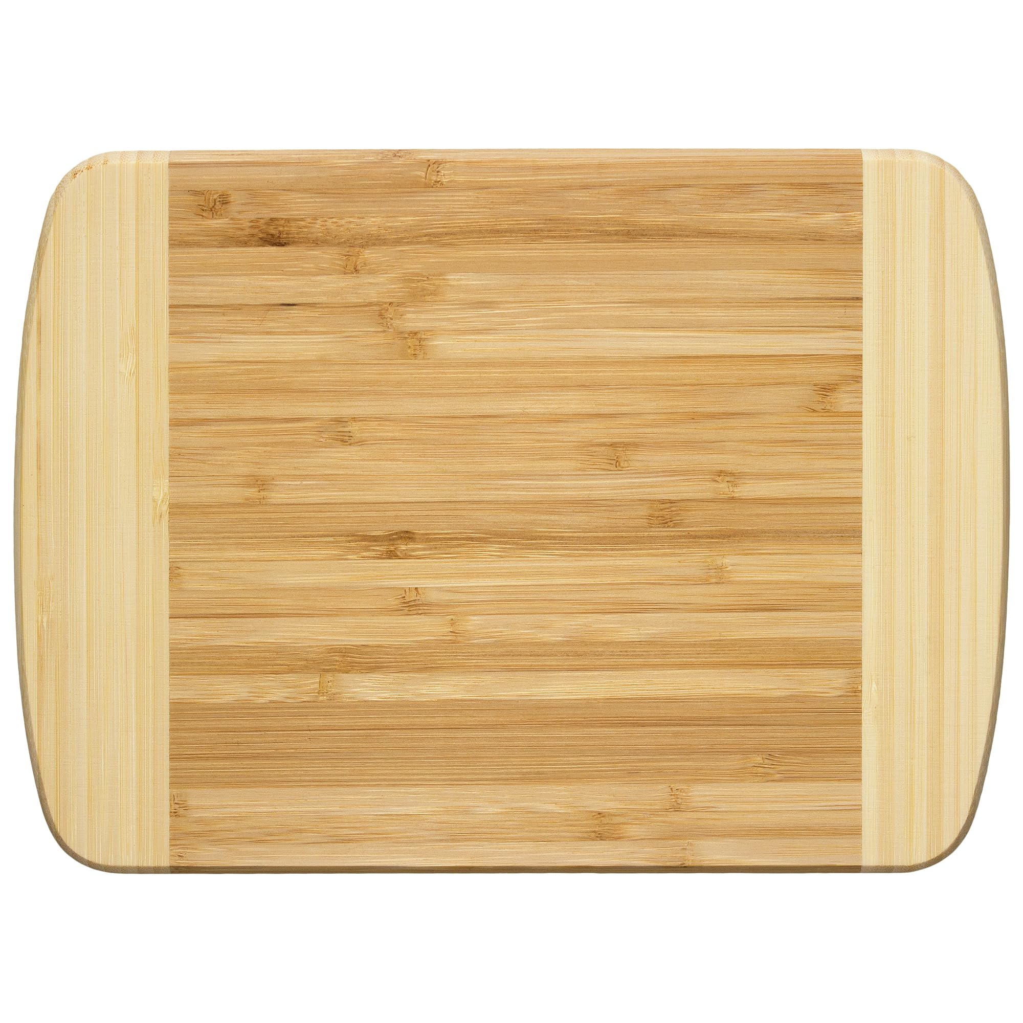 Totally Bamboo Hana cutting board with two-tone design for stylish garnish prep.
