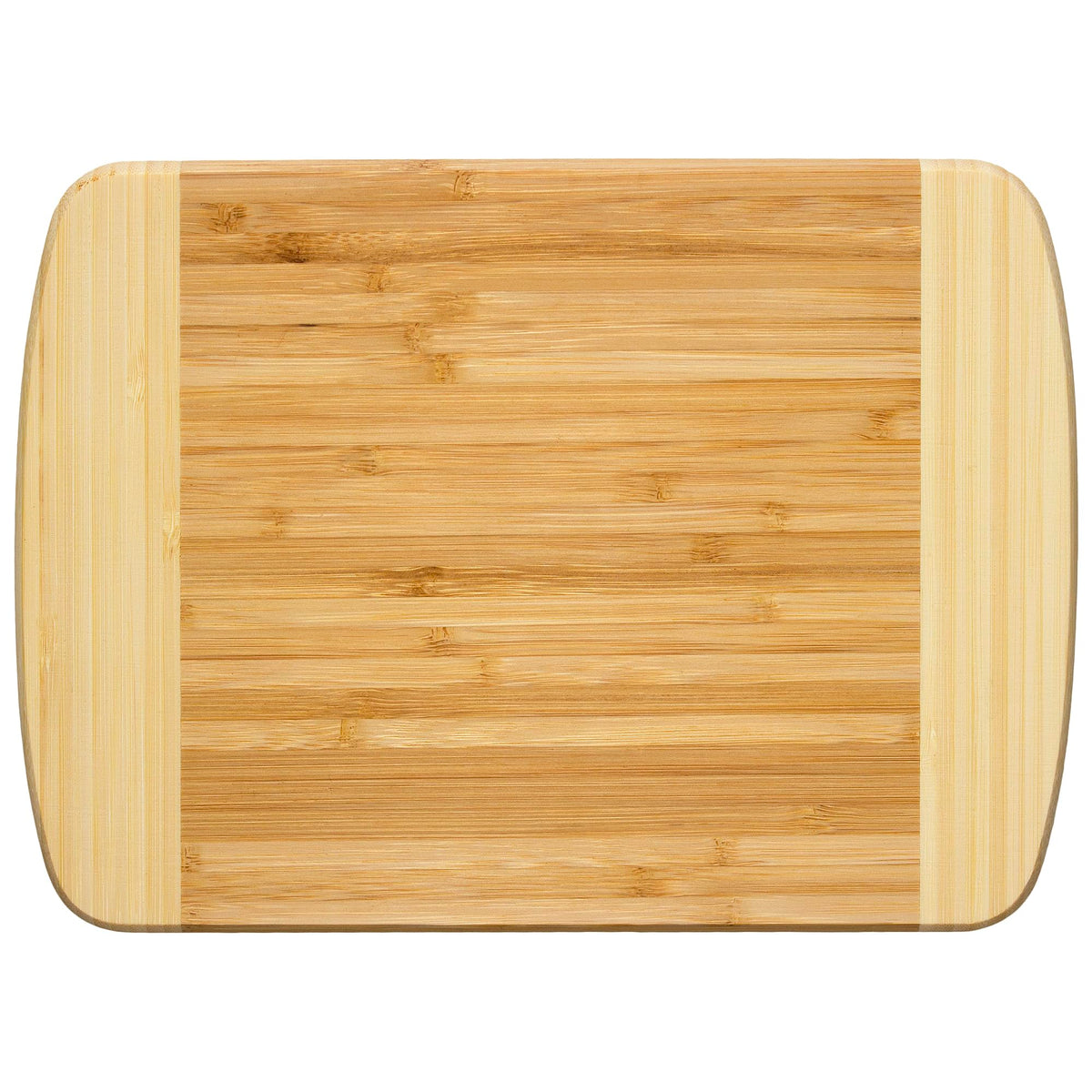 Totally Bamboo Hana cutting board with two-tone design for stylish garnish prep.