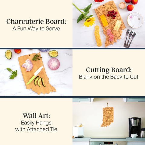 Totally Bamboo destination Indiana cutting board doubles as wall decor