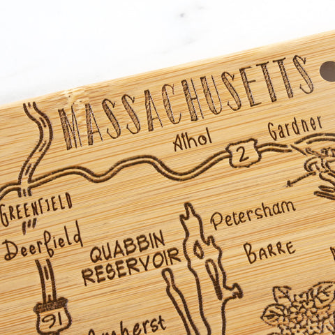 Totally Bamboo knife-friendly surface protects blades during prep and serving.
