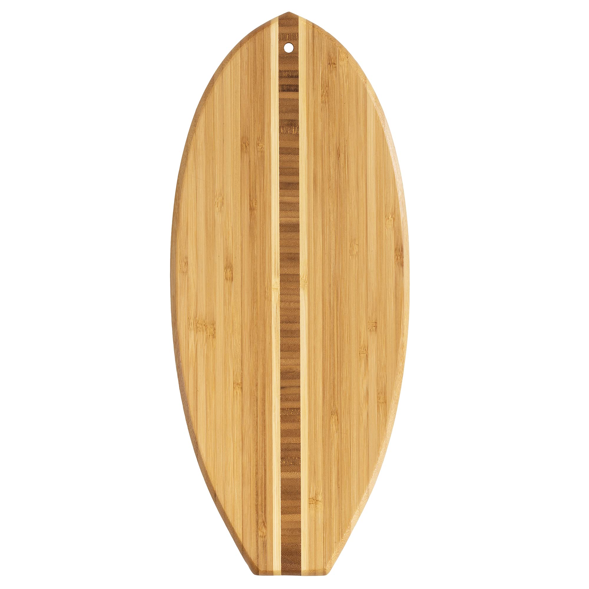 Totally Bamboo Lil' Surfer board—front view with stylish end-grain inlay for chic serving.