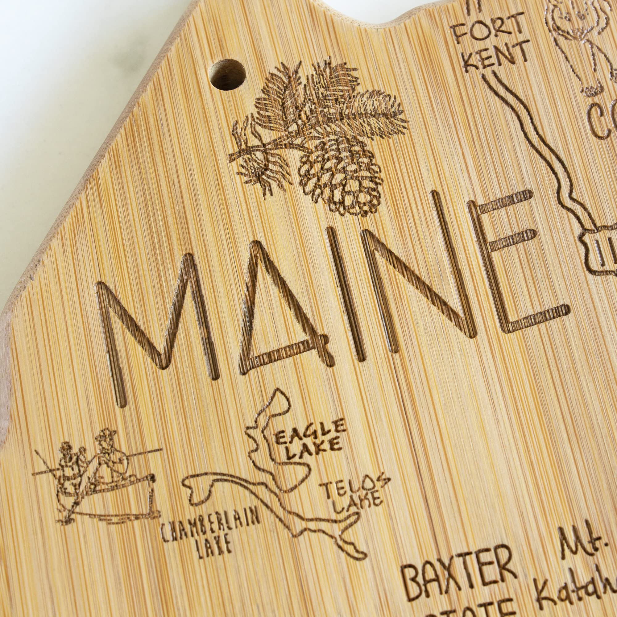 Totally Bamboo Maine destination board serving side ready for cheese and fruit
