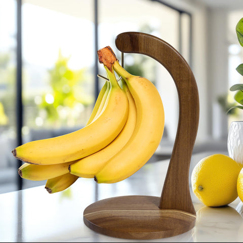 Totally Bamboo Rock & Branch banana holder hook highlights secure hanging for fresh bananas.
