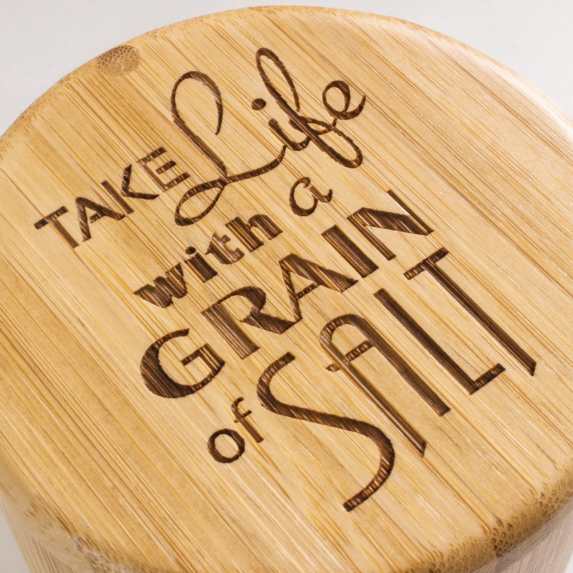 Totally Bamboo Salt Cellar holds 6 ounces of salts or spices neatly.