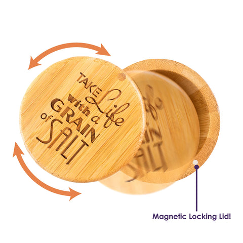 Totally Bamboo Salt Cellar uses durable Moso bamboo for eco-friendly storage.