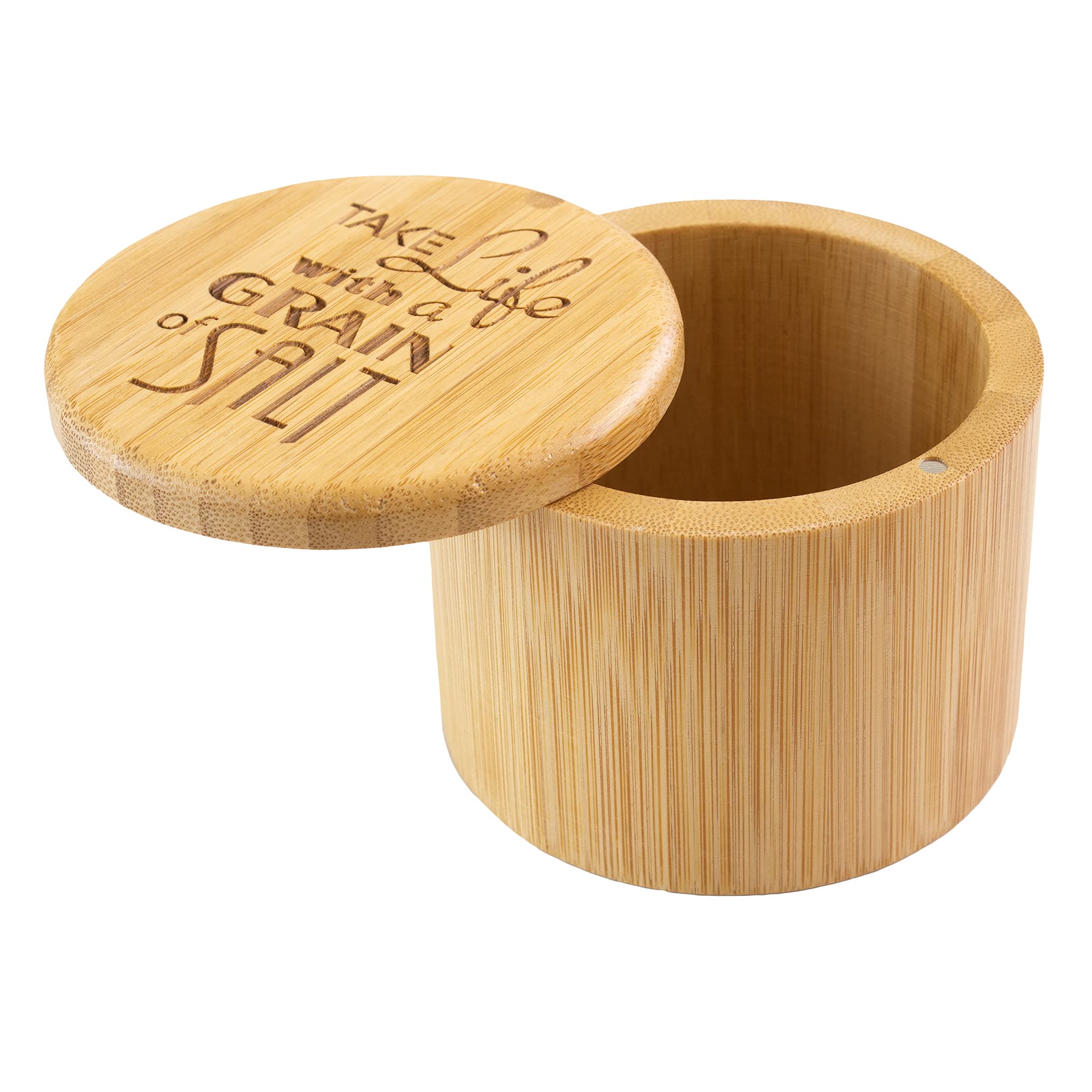 Totally Bamboo Salt Cellar shown on a countertop ready for spices.
