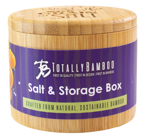 Totally Bamboo Salt Cellar magnetic lid close-up demonstrating secure seal.