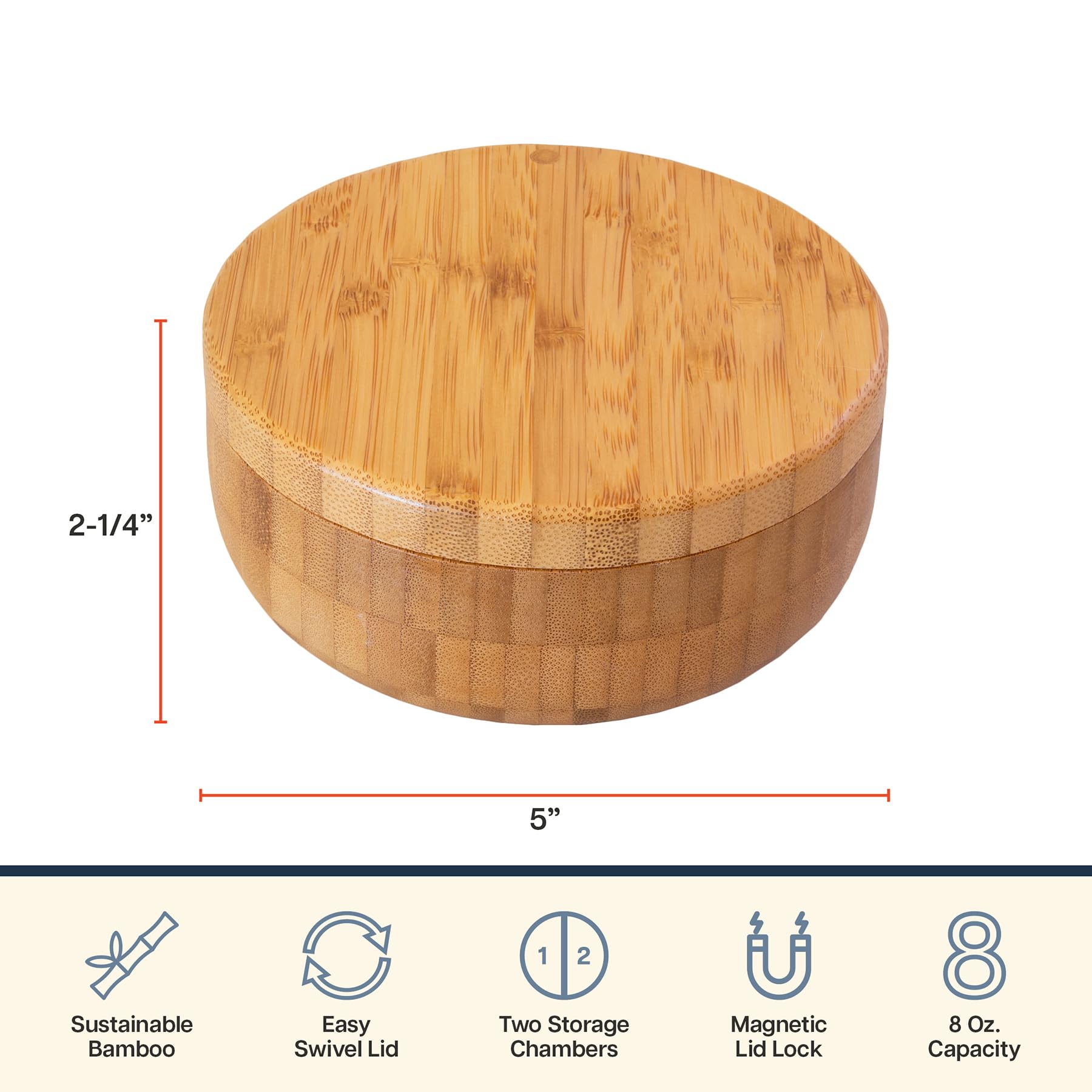 Totally Bamboo Salt Keeper Duet holds up to 8 ounces total capacity