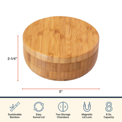 Totally Bamboo Salt Keeper Duet holds up to 8 ounces total capacity