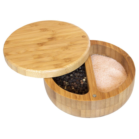 Totally Bamboo Salt Keeper Duet compact 5 inch diameter fits near stove
