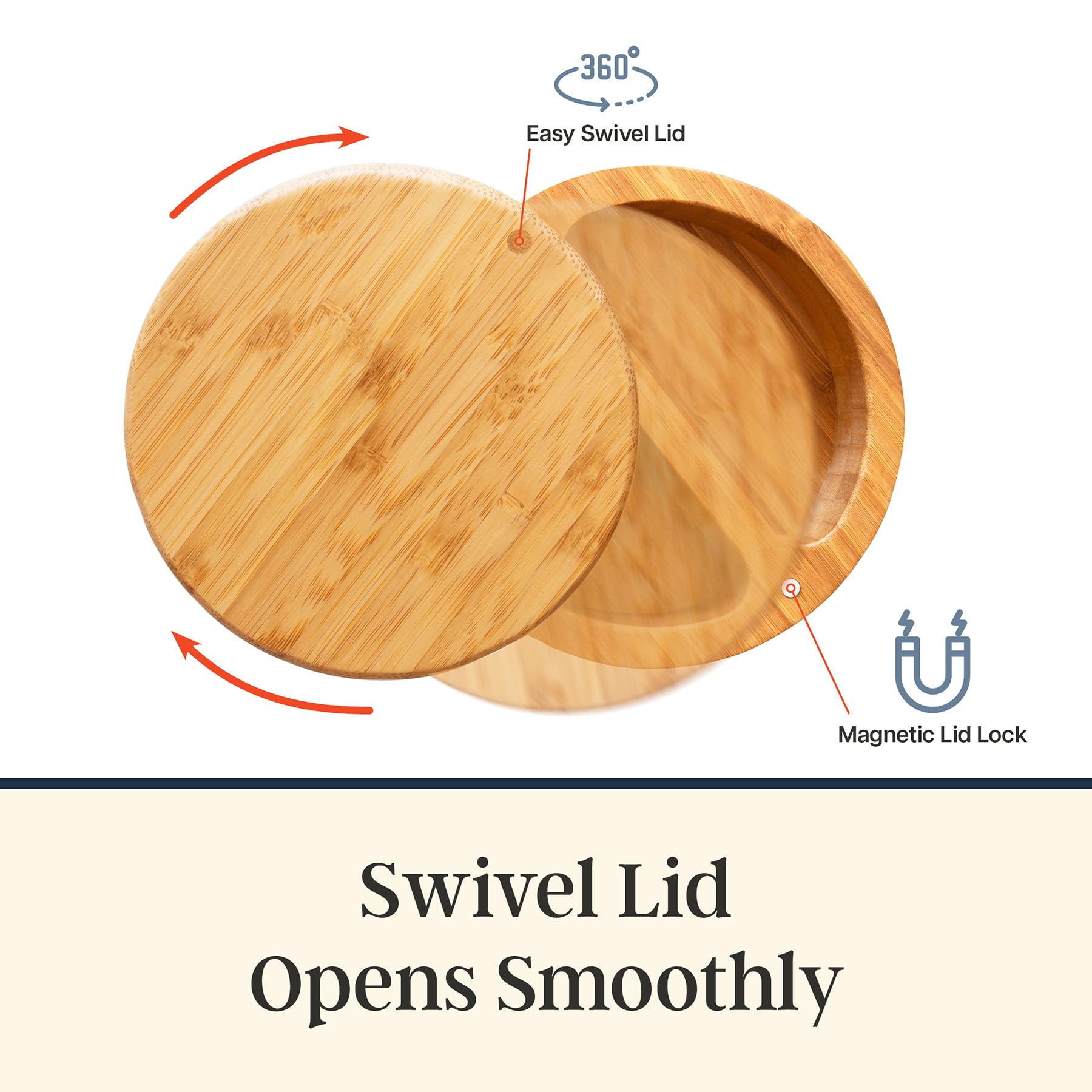 Totally Bamboo Salt Keeper Duet on the counter supports fast seasoning