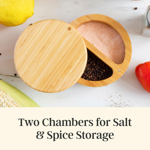 Totally Bamboo Salt Keeper Duet natural bamboo finish adds warm kitchen style