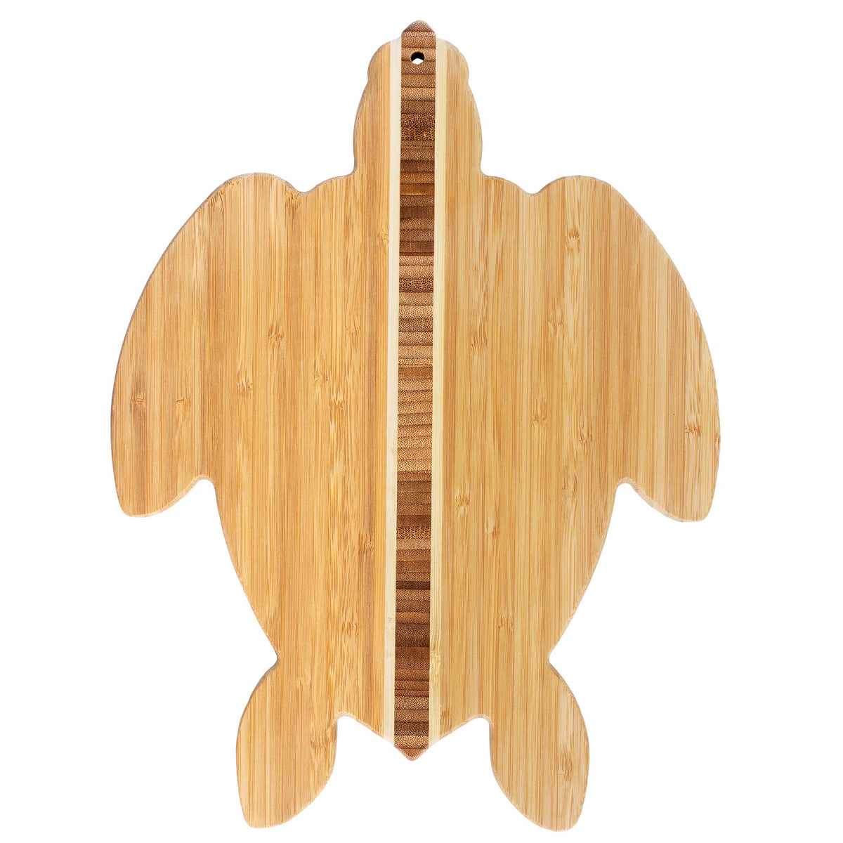 Totally Bamboo sea turtle cutting board offers a unique centerpiece and practical prep surface for chopping and serving.