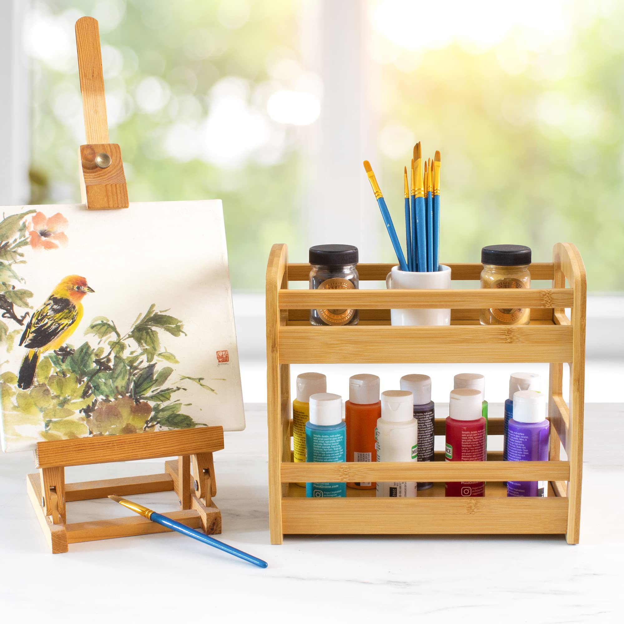 Totally Bamboo spice rack in cupboard for compact kitchen organization.
