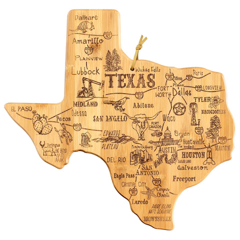 Totally Bamboo Texas state cutting board with engraved map for stylish kitchen prep