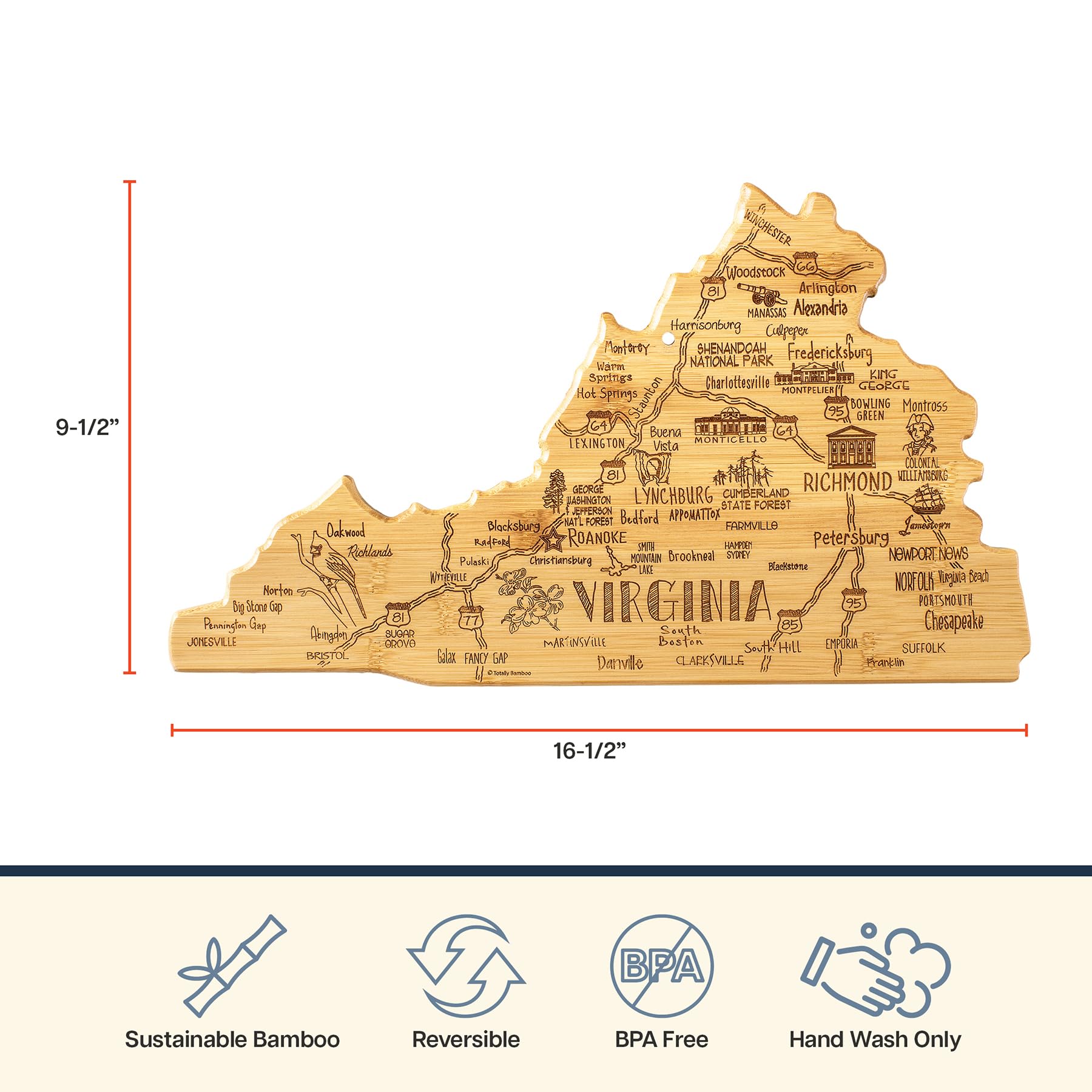 Totally Bamboo Virginia charcuterie board ideal for elegant appetizers.