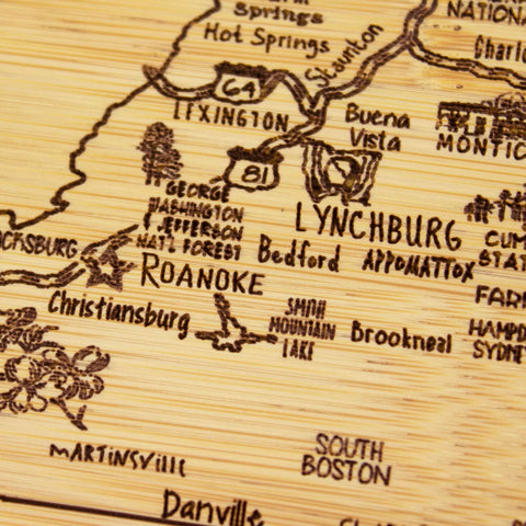 Totally Bamboo Virginia state board cutting side doubles as practical prep space.
