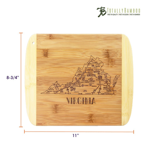 Totally Bamboo Virginia state board dimensions 11 by 8.75 inches for versatile kitchen use.
