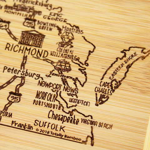 Totally Bamboo Virginia state board wood grain close-up shows natural texture and eco-friendly material.