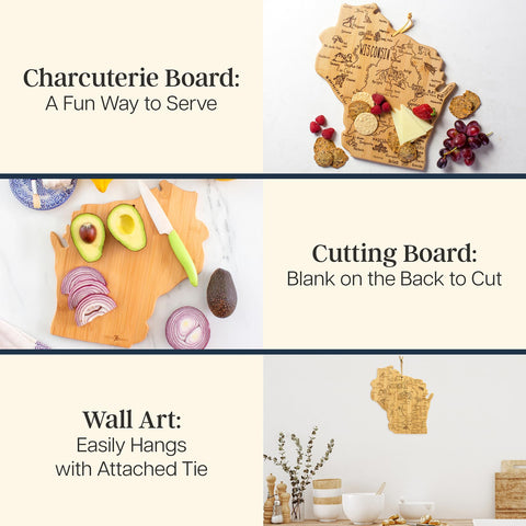 Totally Bamboo wall-hang tie enables easy Wisconsin board wall display.