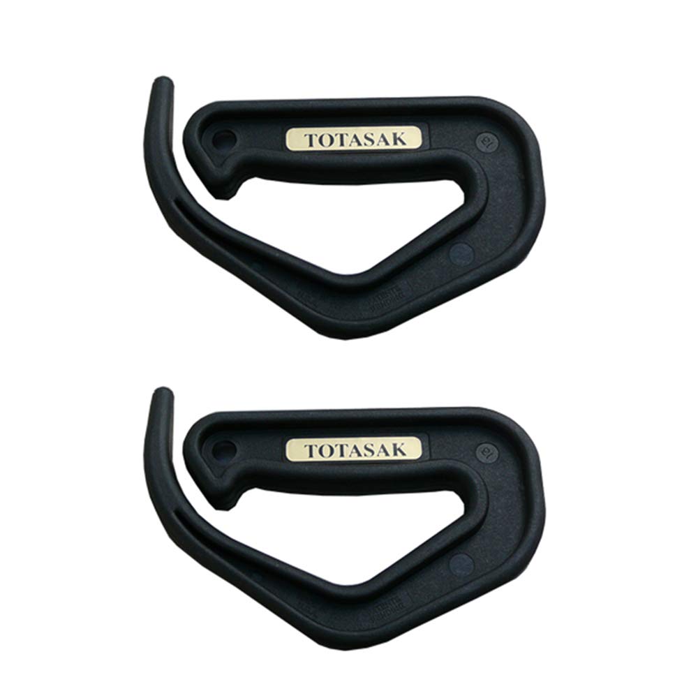 Totasak bag carrier hook demonstrates hands-free bag threading.