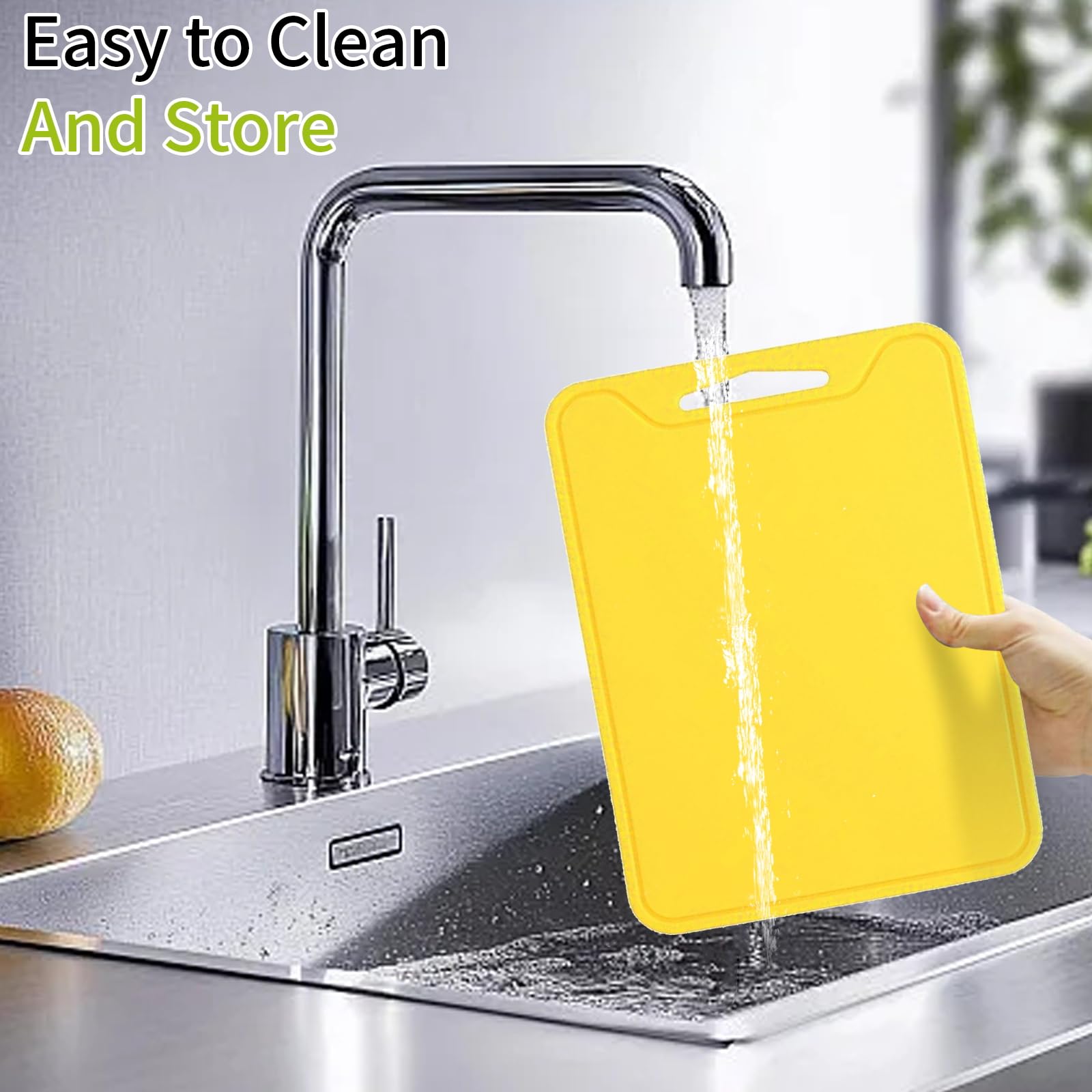 TOTITOM yellow dishwasher-safe cutting board after a quick clean