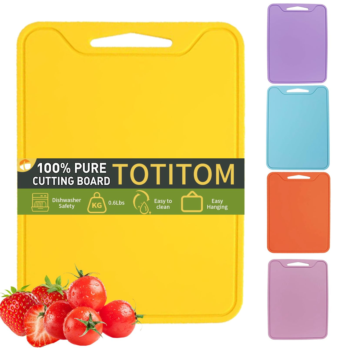 TOTITOM silicone cutting board yellow flat lay for easy food prep and transfer
