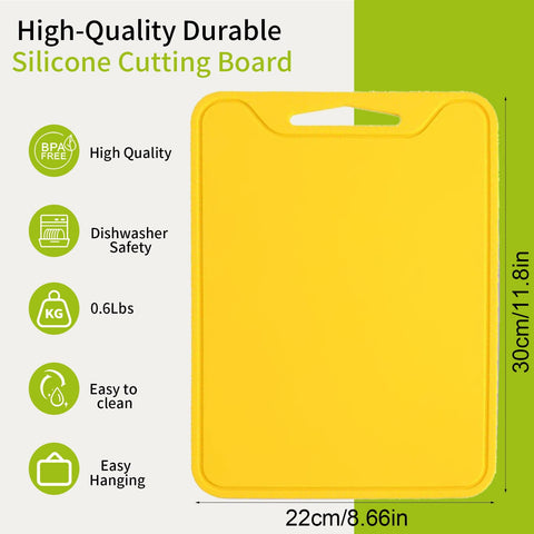 TOTITOM yellow handle grip on silicone cutting board for secure chopping