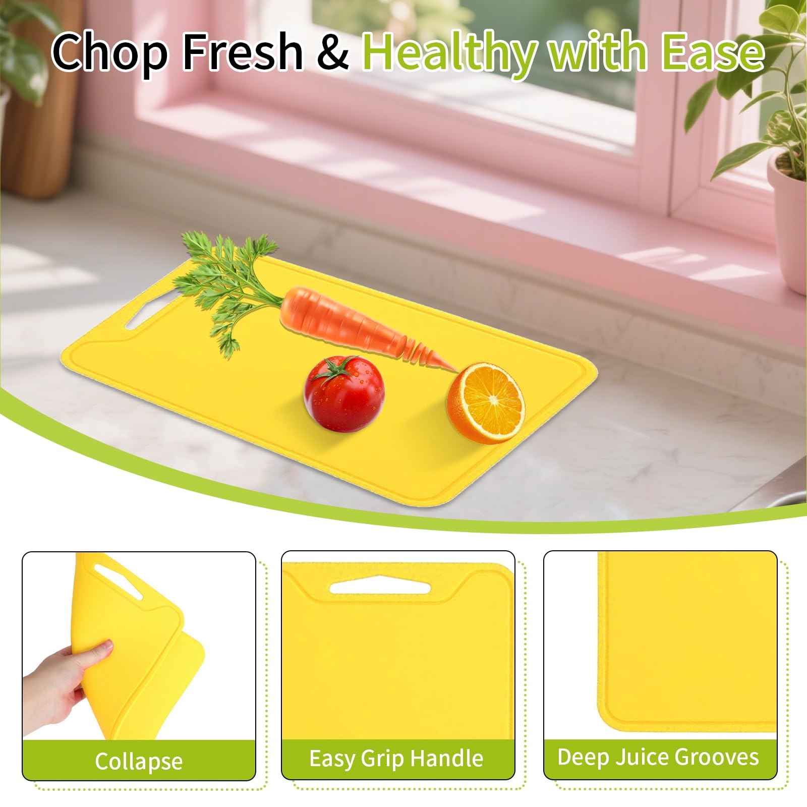 TOTITOM yellow vegetable prep board with precise chopping support