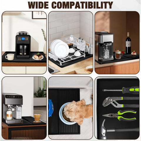 Tottist espresso-machine area on mat keeps counters tidy.