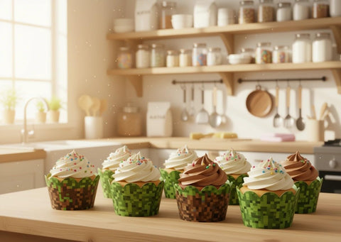 Toula Pixel Grass wrapper reverse shows green boxes, ideal for versatile dessert table styling