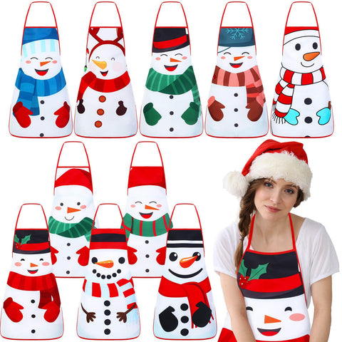 Toulite snowman 10-pack aprons for festive family cooking and gifting