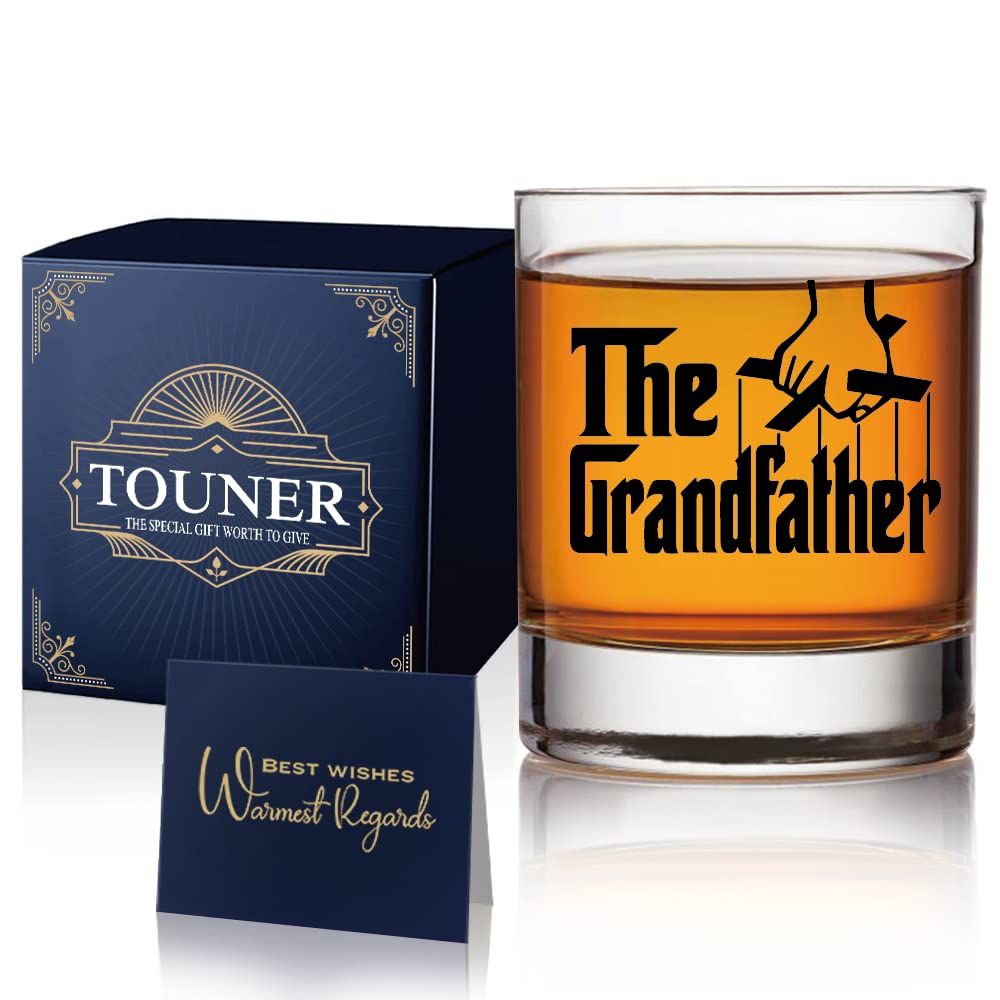TOUNER Grandfather whiskey glass in its gift box, ready to present.