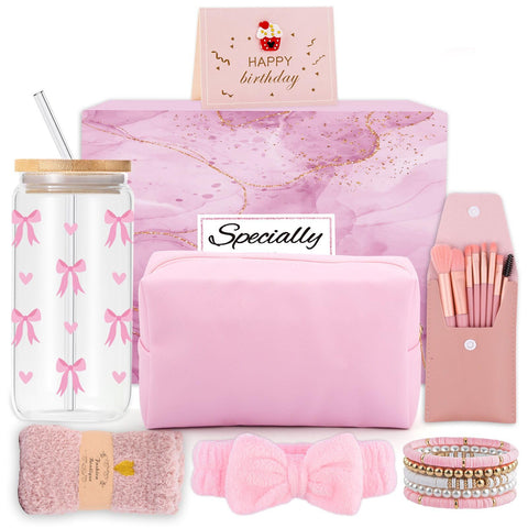 TOUPONS pink bow glass cup 16oz with straw, ideal for stylish cold drinks.