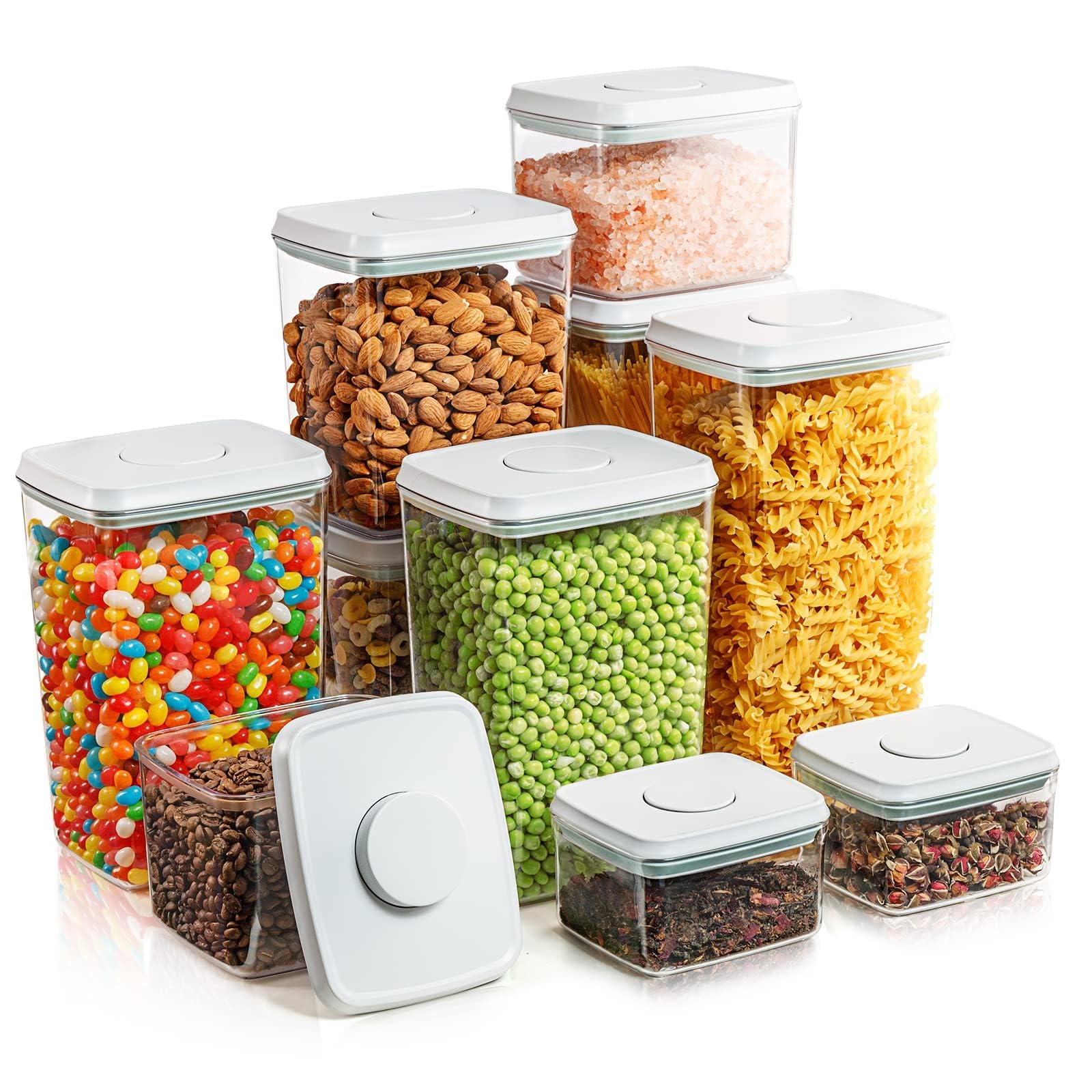 Tourdeus 0.6 qt airtight pop container with quick lid release for cereals