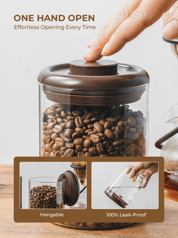 Tourdeus borosilicate glass canister allows clear visibility of contents.